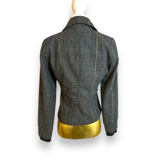Vintage Y2K "Forever" Women's Grey Green Pinstripe Wool Button Blazer sz S Prepp - Picture 4 of 5